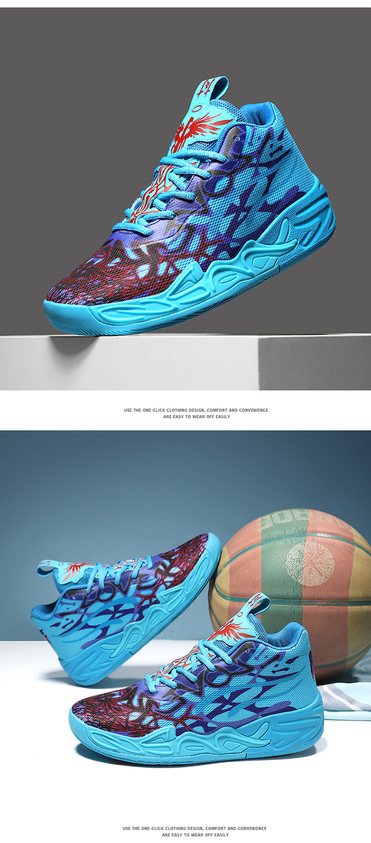 Fashion Trend Basketball Shoes New Youth Mandarin Duck Mesh Breathable Sports Shoes High-Top Training Boots