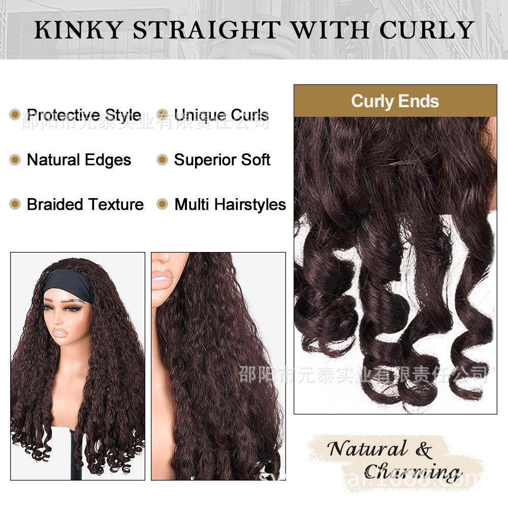 Africa YAKI Curly End Curly Hair Synthetic Wig V The top of the model is hollowed out