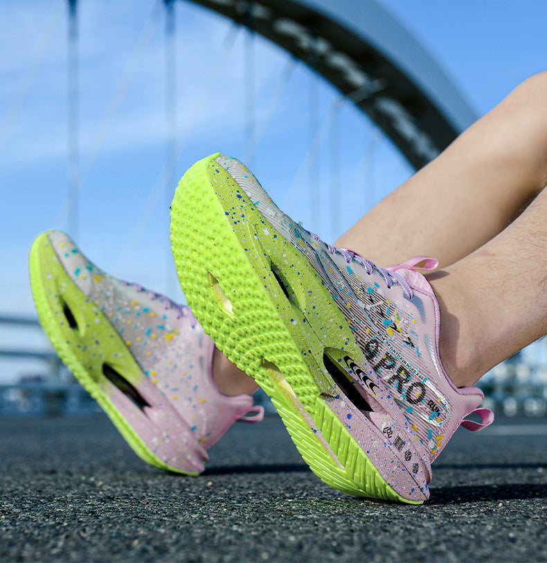 2025Autumn New Red Rabbit9Fluorescent Parent-Child Comfortable Sports Shoes High Elasticity Really Soft Sole Carbon Plate Wear-Resistant Running