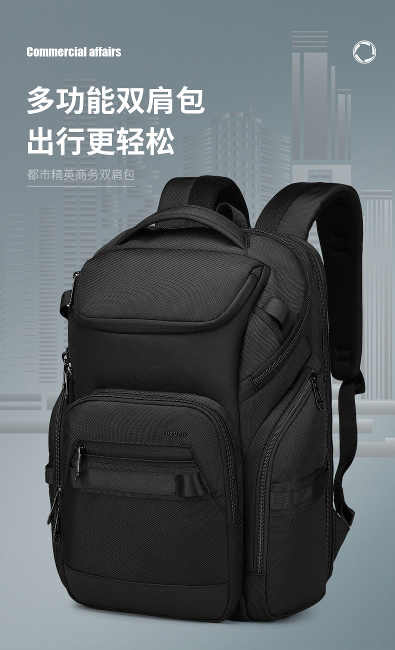 OZUKO Business Backpack Men's Computer Backpack Waterproof Large Capacity Commuting Simple High-end School Bag