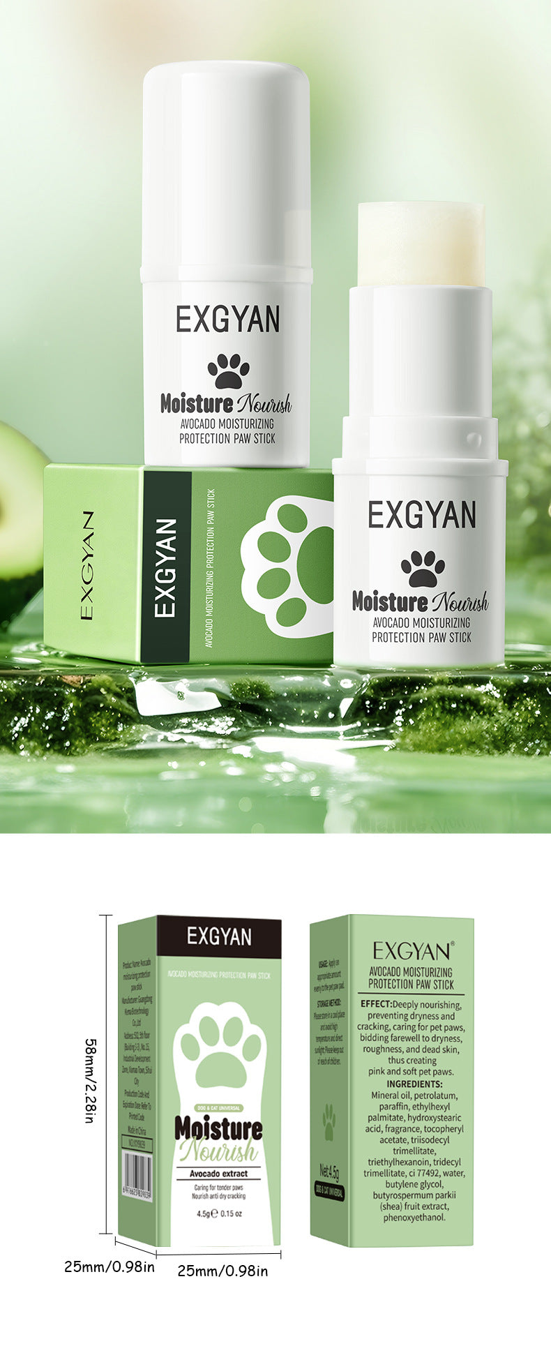 Cross-border Pet Paw Care Stick4.5g Avocado Moisturizing and Nourishing Kitten and Puppy Paws Export Manufacturer Wholesale