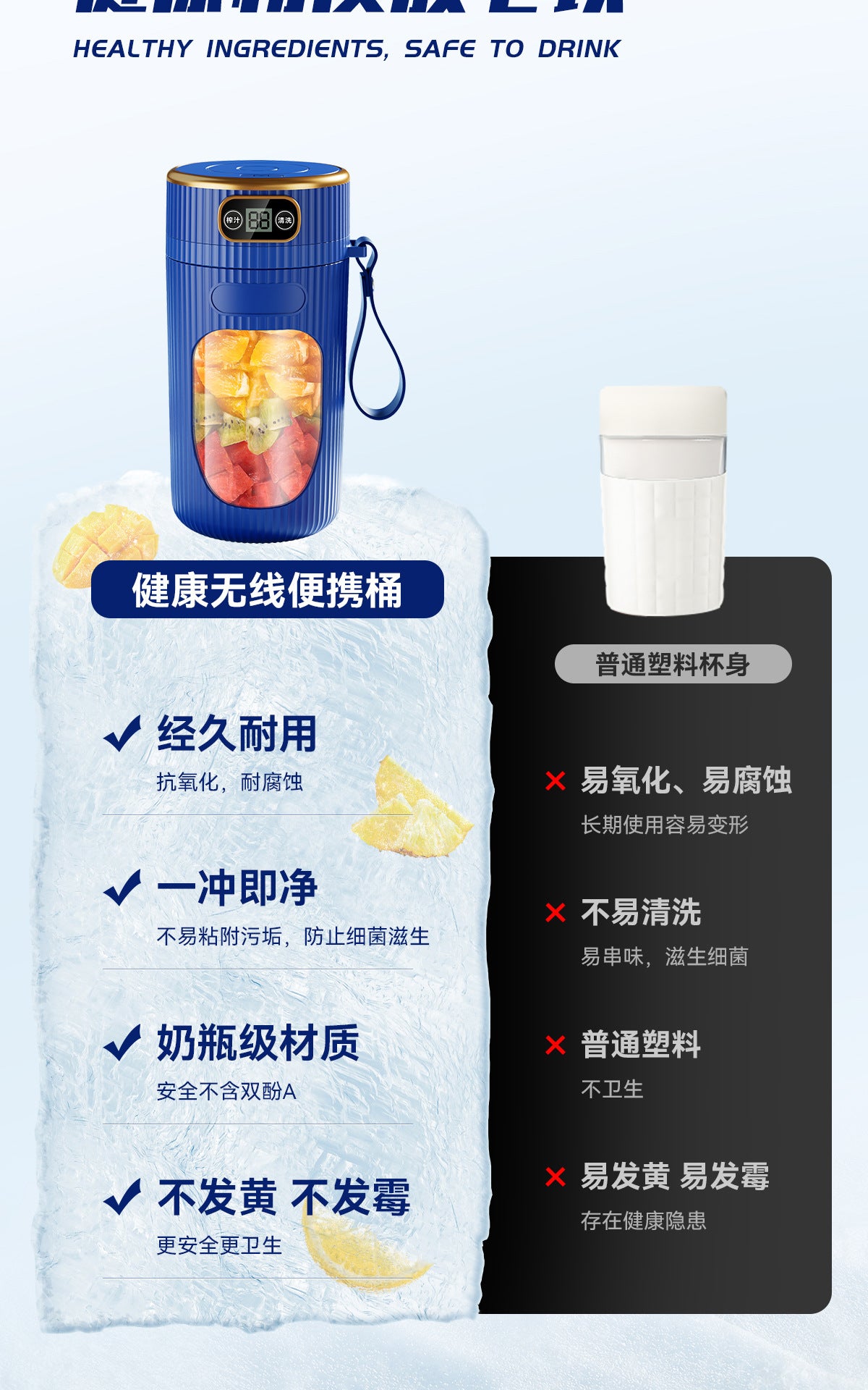 Juicer Household Fully Automatic Portable Small Electric Fruit and Vegetable Juicer Multi-Functional Wireless Juice Machine