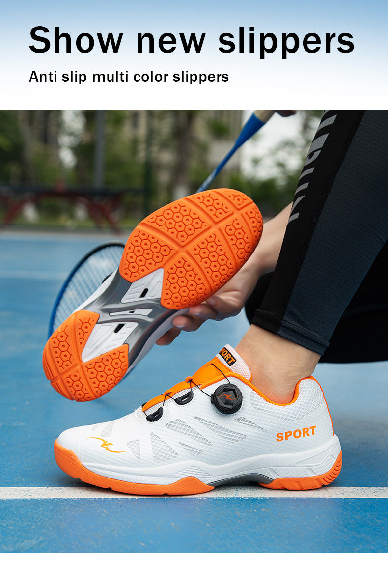 Plus Size New Luxury Fashion Rotating Buckle Badminton Shoes Trendy Versatile Tennis Table Tennis Sports Shoes