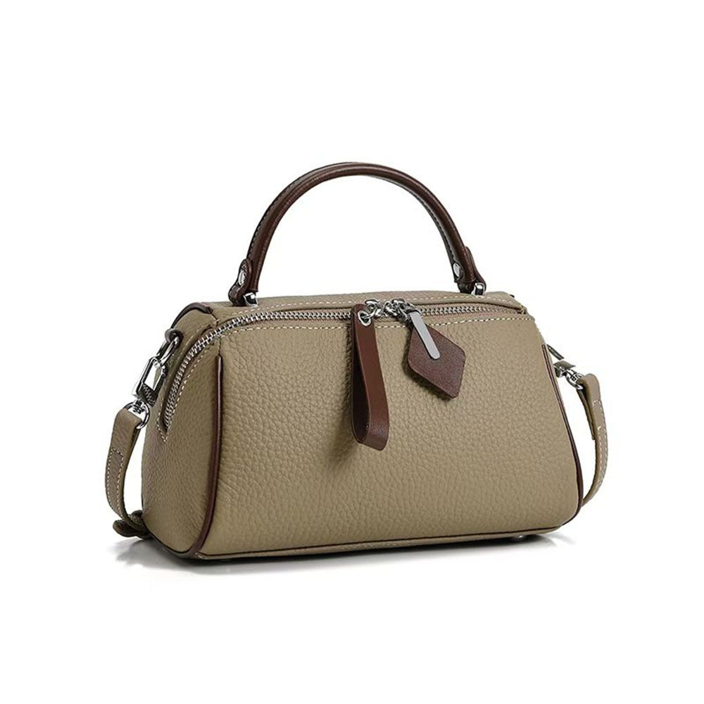 Niche Color-Block Genuine Leather Handbag for Women2025New Fashion Versatile Pillow Bag Stylish Single Shoulder Crossbody Bag