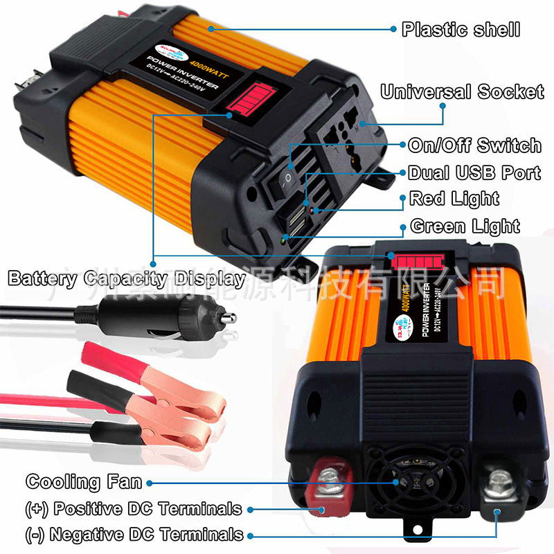 Vehicle Inverter300W/500W 12V Turn110V 220V Battery Level Indicator inverter