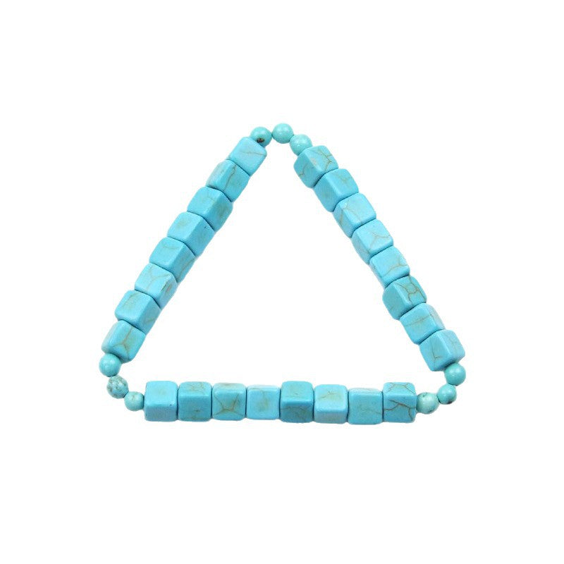 Square Natural Stone Bracelet6mm Pink Quartz Malachite Square Beaded Bracelet Volcanic Stone Tiger Eye Elastic Bracelet