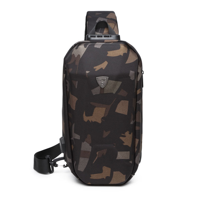 OZUKO Hard Shell Chest Bag Men's Crossbody Bag Anti-Theft Waterproof Cycling Outdoor Multi-Functional Sports Shoulder Bag