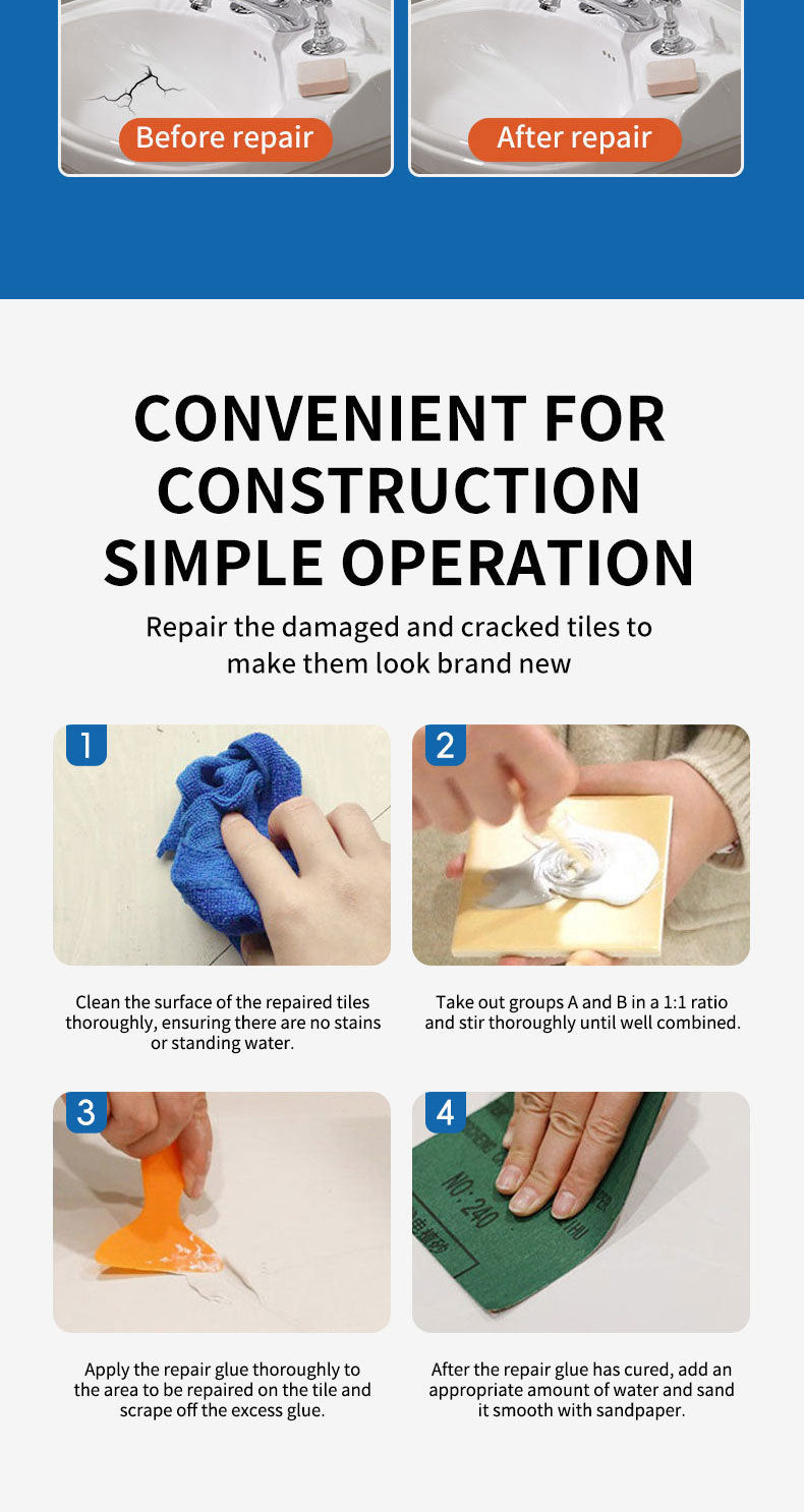 Manufacturer Tile Repair Agent Special Glue for Washbasin Bathtub Marble Ceramic Toilet Stone Repair Paste