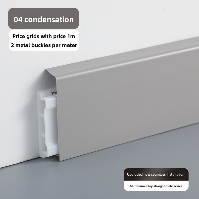 Trendy flat skirting board, thickened snap-on metal baseboard, ultra-narrow corner trim, aluminum alloy skirting board