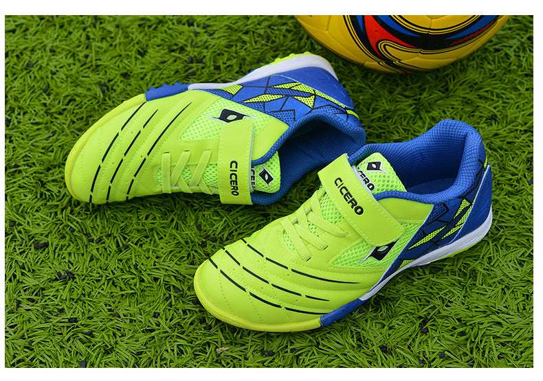 Men's Soccer Shoes TF Velcro Magic Tape Children's Sports Shoes for Primary and Secondary School Students and Teenagers for Sports Competitions and Training