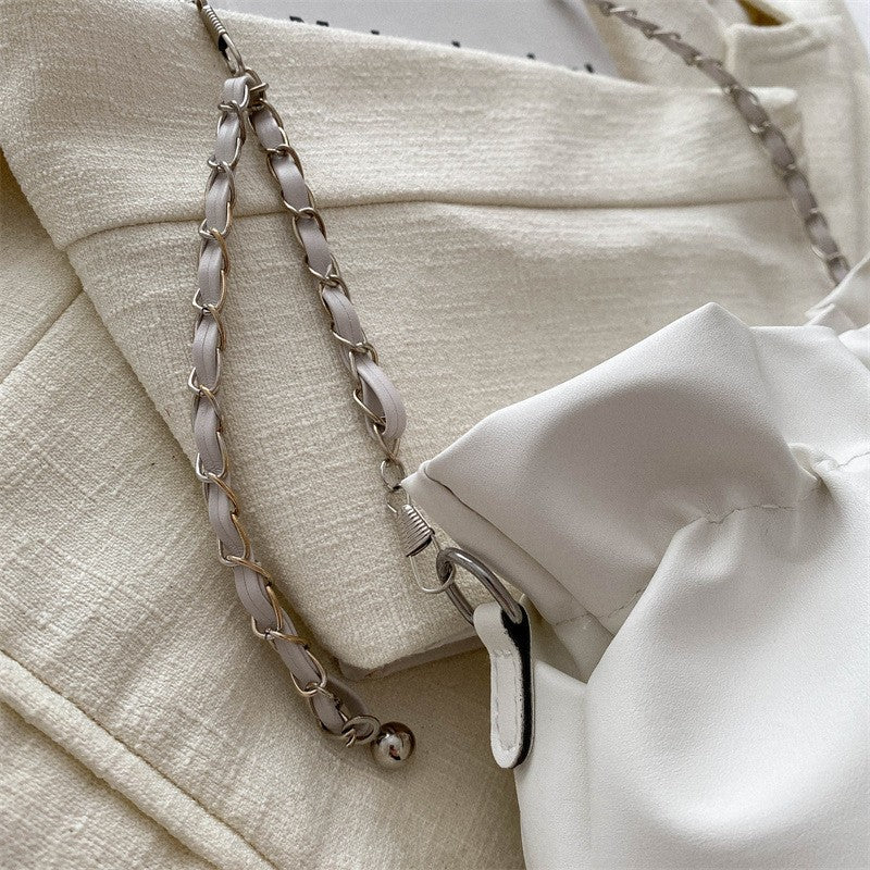 French Style Ruched Cloud Bag Niche Design Single Shoulder Women's Bag Versatile Chain Simple Fashion Crossbody Underarm Women's Bag