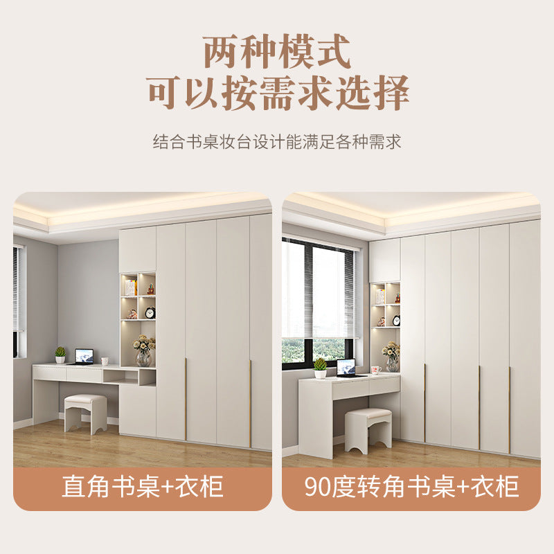 Wardrobe Solid Wood Hanging Area Multi-Bedroom Home Eco-Board Children's Room Corner Computer Desk Desk Cabinet Integrated Wardrobe