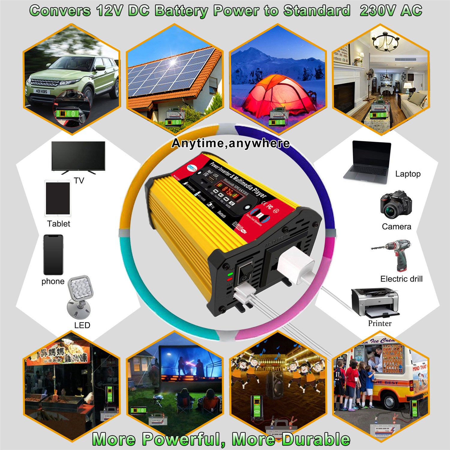 Car Converter Small Electrical Car Inverter300W 12V110V/220V Double USB Mouth MP3Player