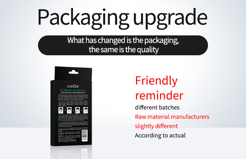 Men's Bamboo Charcoal Nose Strips SADOER Deep Cleansing for Blackhead Removal T Cross-Border Wholesale for Nursing Supplies