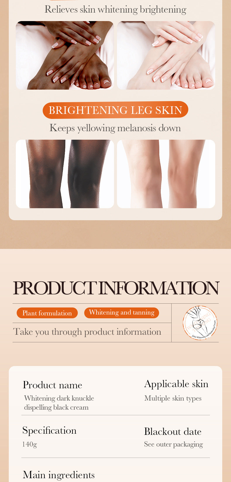 Full English Joint Whitening and Dark Spot Removal Cream140g SADOER Vitamin C Moisturizing Body Lotion  Wholesale