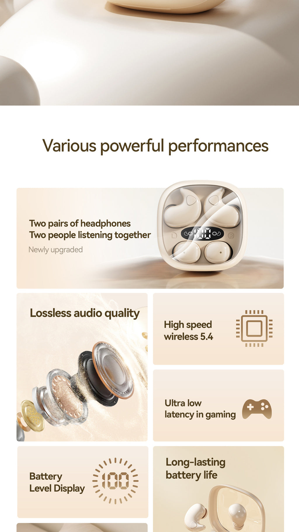 New M1262-in-1 Wireless Sleep Mini Long Battery Life Ultra-High Sound Quality Wireless Bluetooth Earbuds