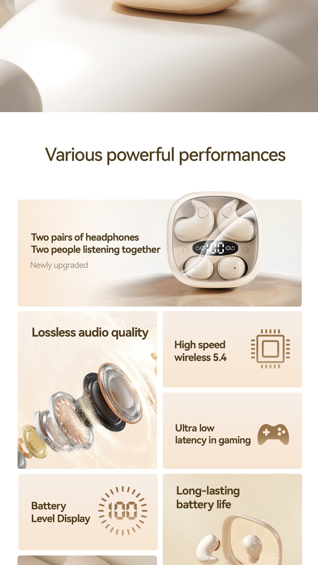 New M1262-in-1 Wireless Sleep Mini Long Battery Life Ultra-High Sound Quality Wireless Bluetooth Earbuds