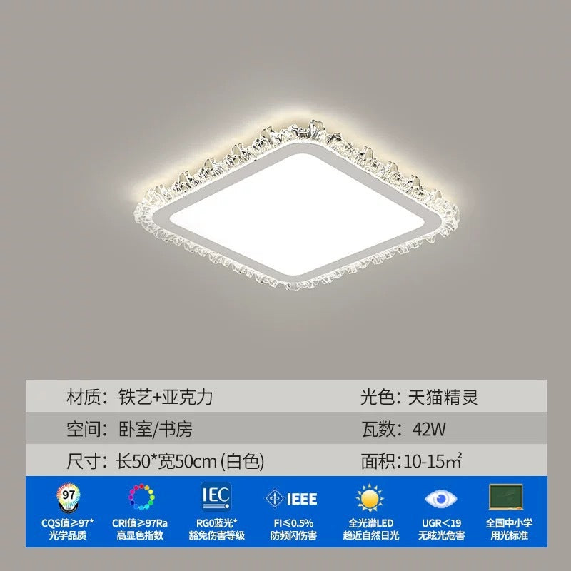 Light Luxury Living Room Ceiling Lamp2025New Year's Crystal Lamp High-end Bedroom Main Lamp Round led Eye Protection Lighting
