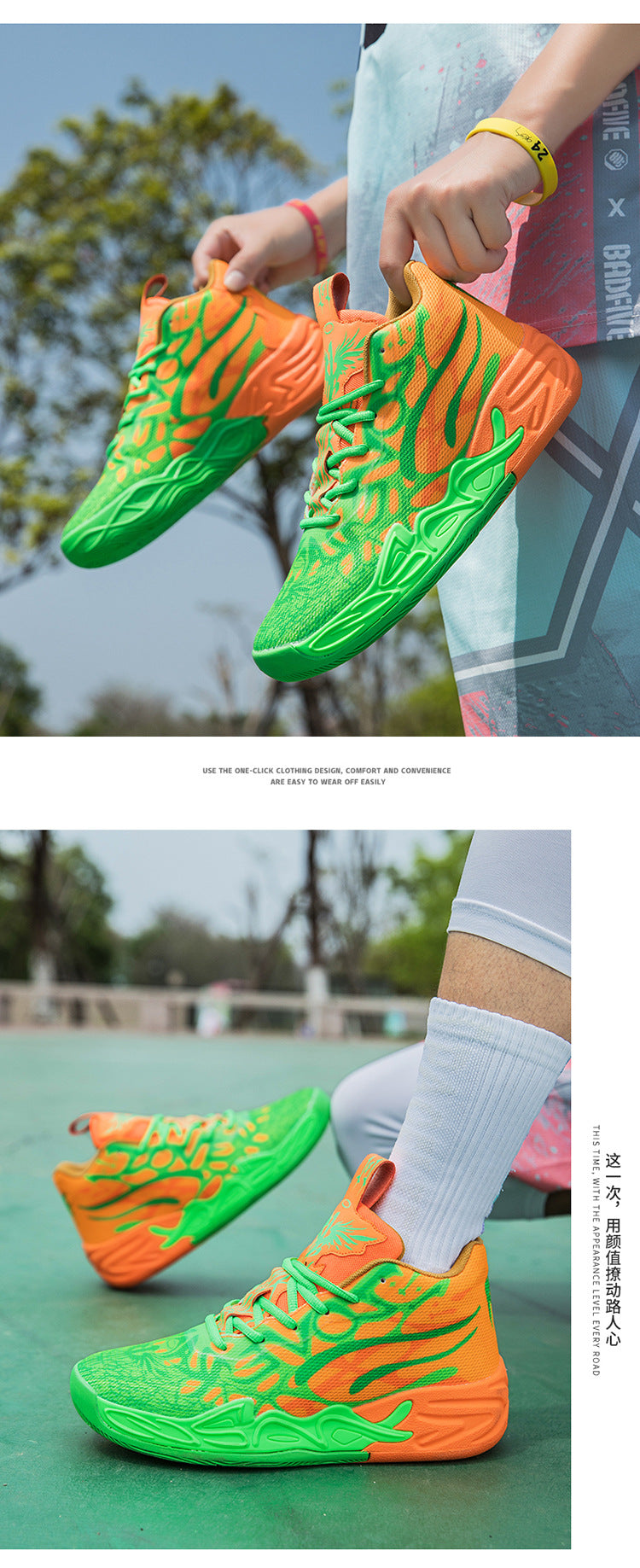 Fashion Trend Basketball Shoes New Youth Mandarin Duck Mesh Breathable Sports Shoes High-Top Training Boots