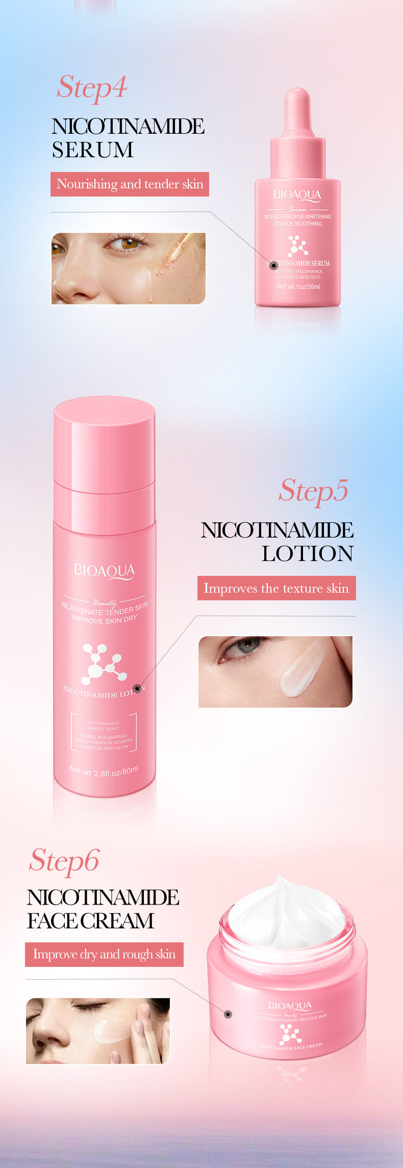 Cross-border Niacinamide Hydrating and Rejuvenating Six-Piece Set Hydrating Moisturizing Gift Set Cross-Border Wholesale