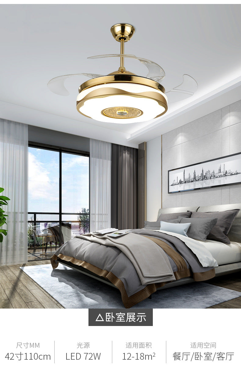 Living Room Ceiling Fan with Strong Wind Power Invisible Household Ceiling Fan Light for Bedroom and Dining Room, Integrated Fan Light with Light, Electric Fan Ceiling Light