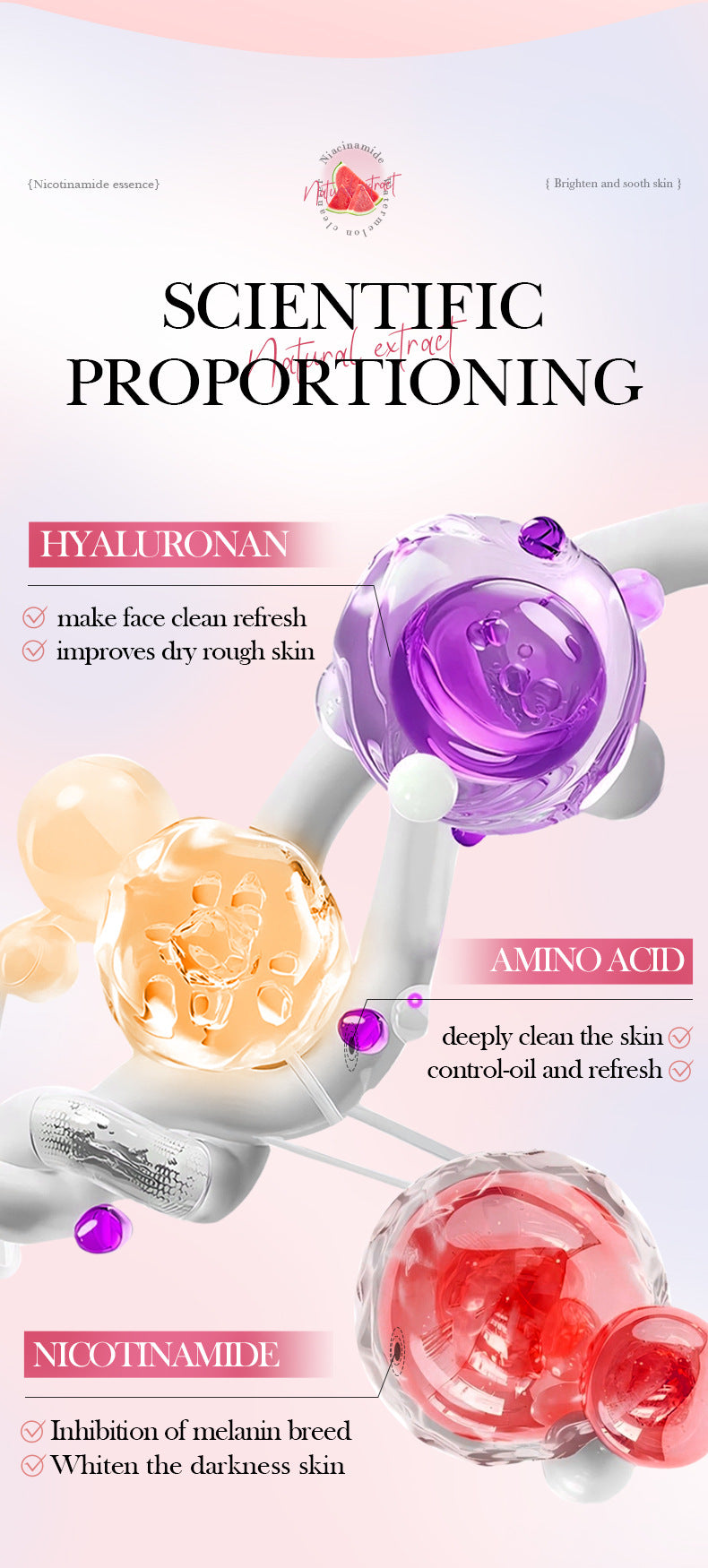 Niacinamide Watermelon Facial Cleanser SADOER Deep Cleansing Facial Cleanser Cross-Border Wholesale