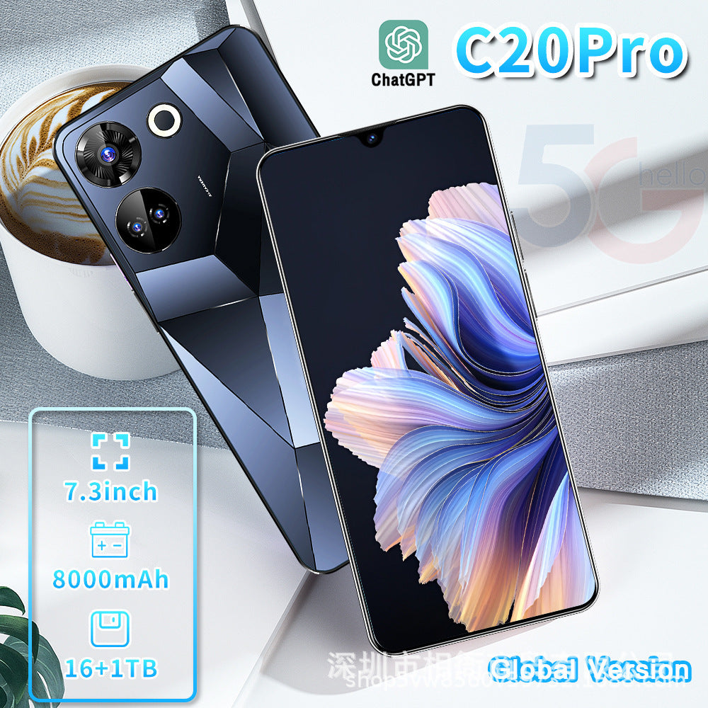 Spot Goods16+1T Hot New Arrival C20Pro Mobile Phone7.3Large Screen Smartphone Factory Direct Sale