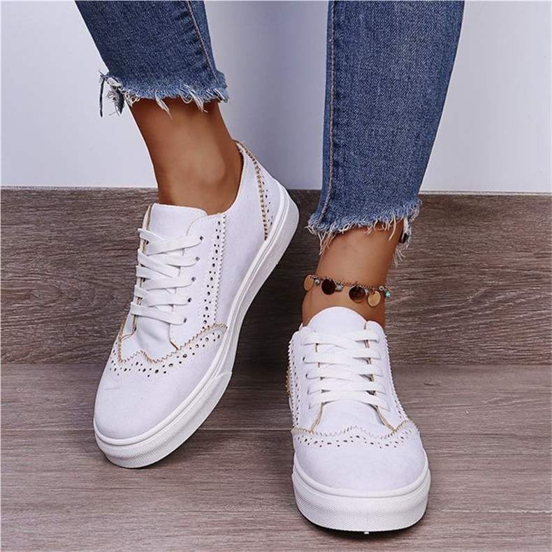 plus Size2025Autumn New Lace-up Casual Women's Shoes Round Toe Flat Solid Color Women's Shoes