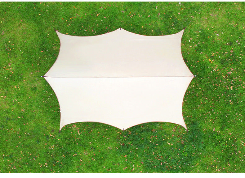 Canopy Tent Outdoor Camping Hexagonal Black Coated Silver Tarp Awning Camping Picnic Equipment Large Size Canopy