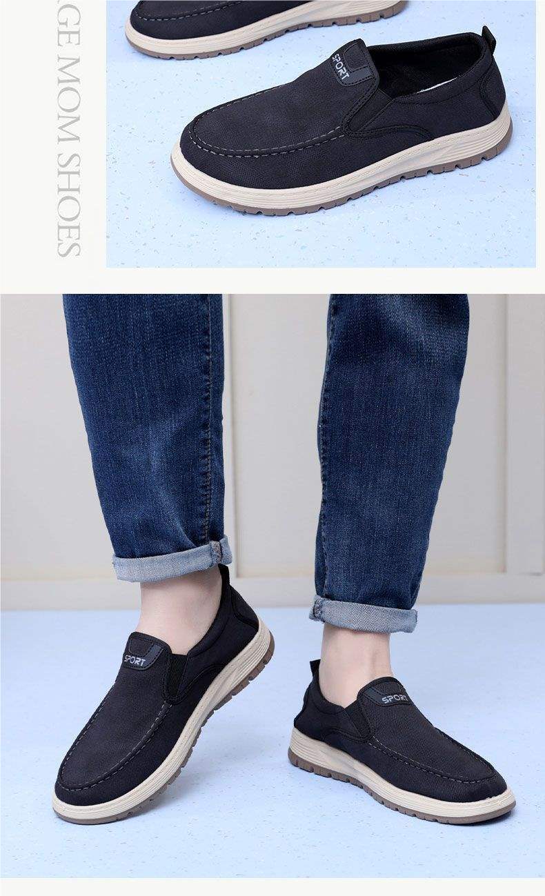 Spring Style Casual Canvas Shoes Versatile Breathable Slip-On Dad Shoes Non-Slip Soft Sole Odor-Resistant Old North Cloth Shoes