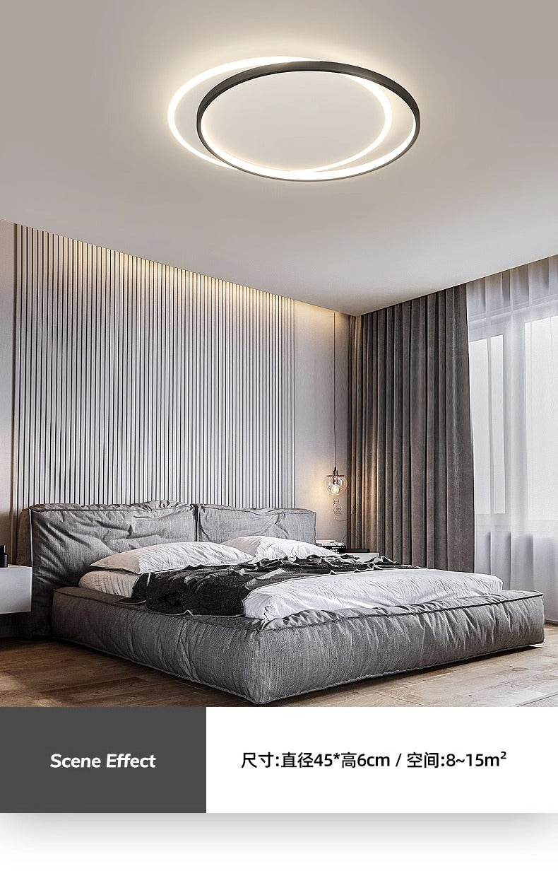 Nordic Bedroom Ceiling Light Modern Simple Creative Double Circle Master Bedroom Room Lighting Design Water Ripple Ceiling Light