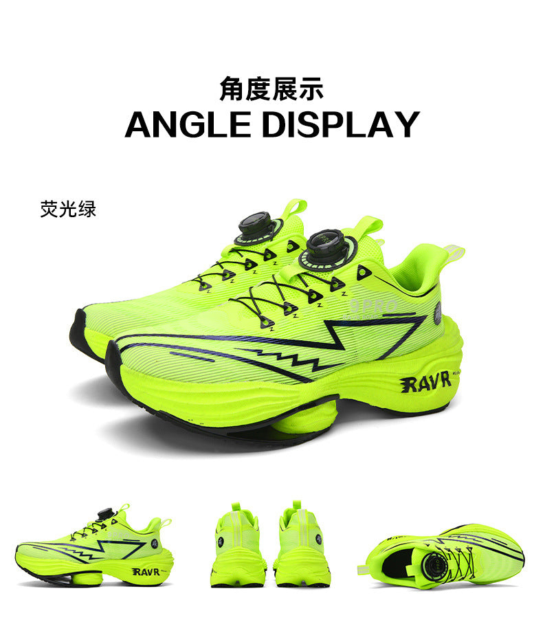 2025Autumn Winter Casual Fashion Double Mesh Knob Buckle Sneakers Super High Elastic Soft Sole Carbon Plate Anti-Slip Running Shoes