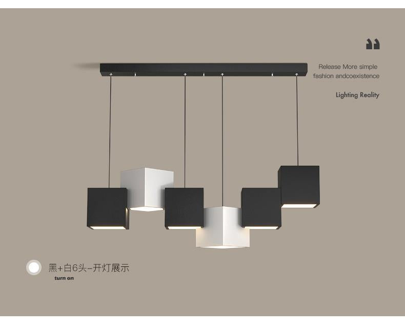 Art Cube Restaurant Light Modern Dining Table Pendant Light Simple Trendy Office Desk Bar Counter Study Room Restaurant Grand Lighting Fixture