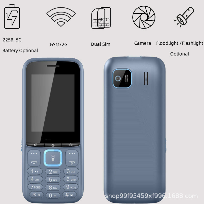 2173A Specially designed for dual SIM students and elderly, featuring a straight keypad phone with ultra-long standby time and camera function
