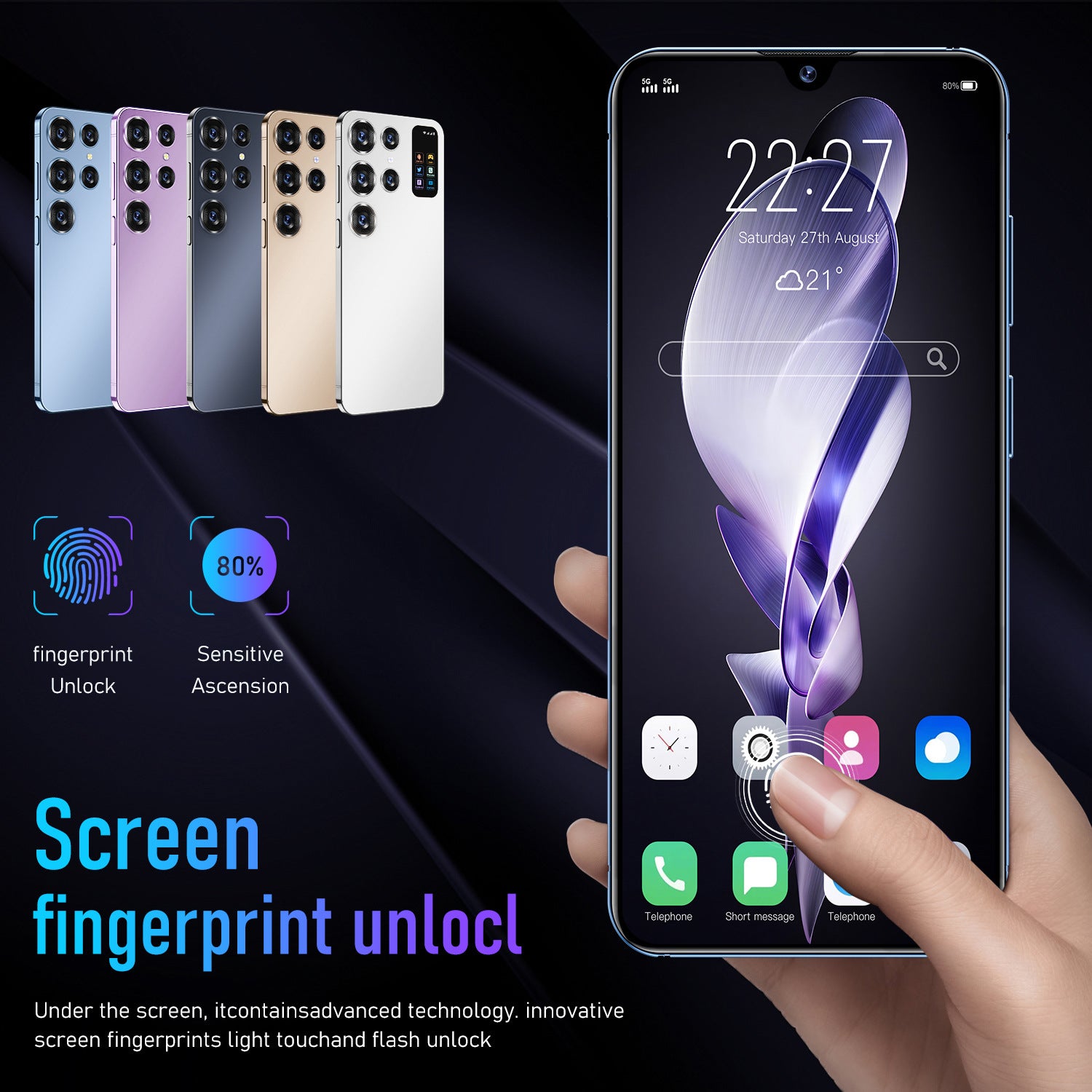 New S24 Ultra Android7.3Inch Perforated Large Screen Hot-Selling Bestseller5G Smartphone