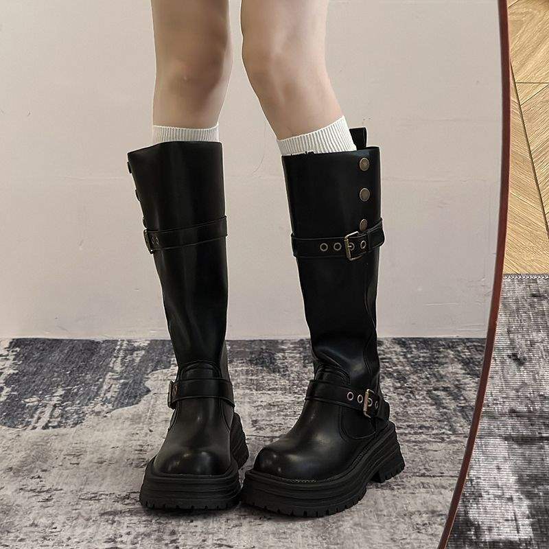 Vintage Long Boots2025Autumn and Winter New Thick Bottom British Fashion