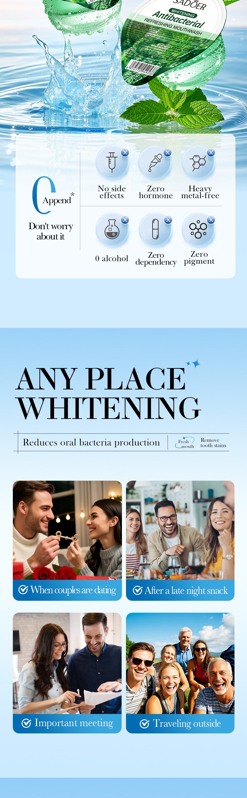 Mint Antibacterial Refreshing Mouthwash13mlSADOER Nude Cleaning Mouthwash Cross-Border Wholesale