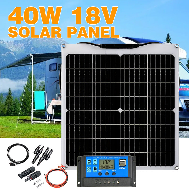 Hot Selling 40w18v Flexible Solar Panel Photovoltaic Power Generation Set Household Energy Storage Matching Portable Durable
