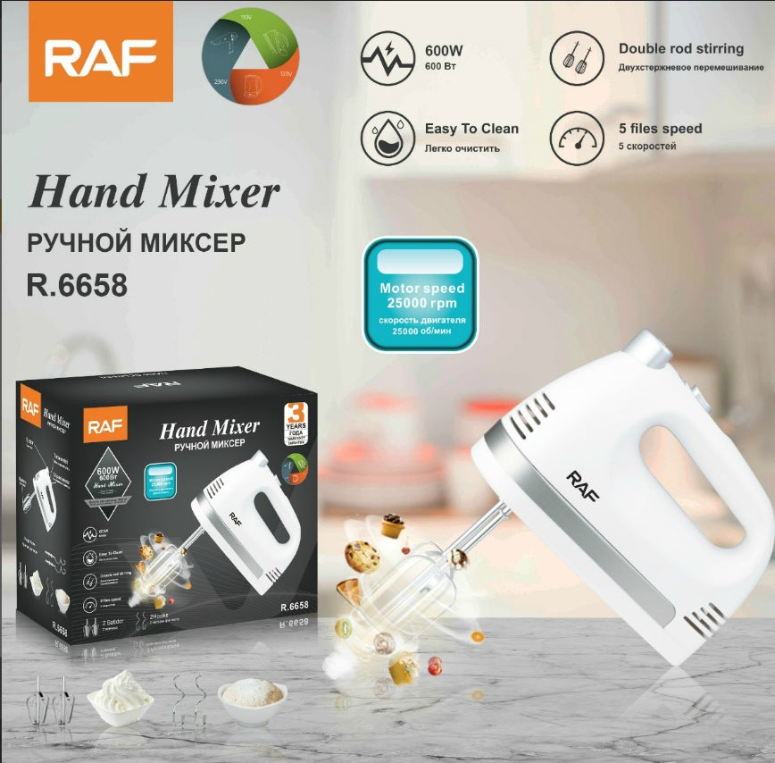 RAF European Standard Colorful Boxed Handheld Electric Egg Beater Cream Mixer R.6658