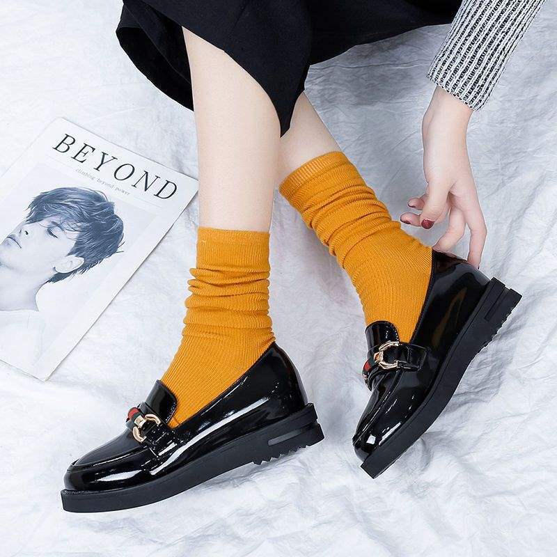 Women's Flat Shoes2025New Korean Style Versatile British Style Loafers Patent Leather Thick Sole Social Student Small Leather Shoes