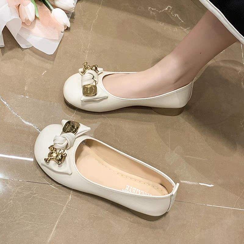 Summer Mary Jane Shoes for Women2025New Versatile British Style Height-Increasing Chunky Heel Slip-On Old Beanie Single Shoes