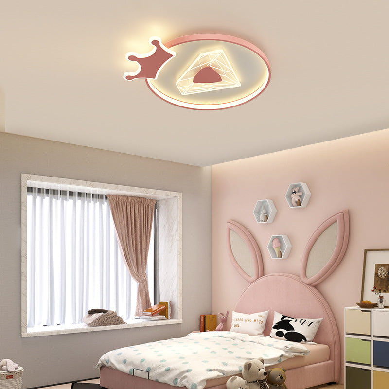 Children's Room Crown Ceiling Lamp led Room Bedroom Lamp Iron Art Boys Girls Energy-saving Eye Protection Cartoon Lamp Wholesale