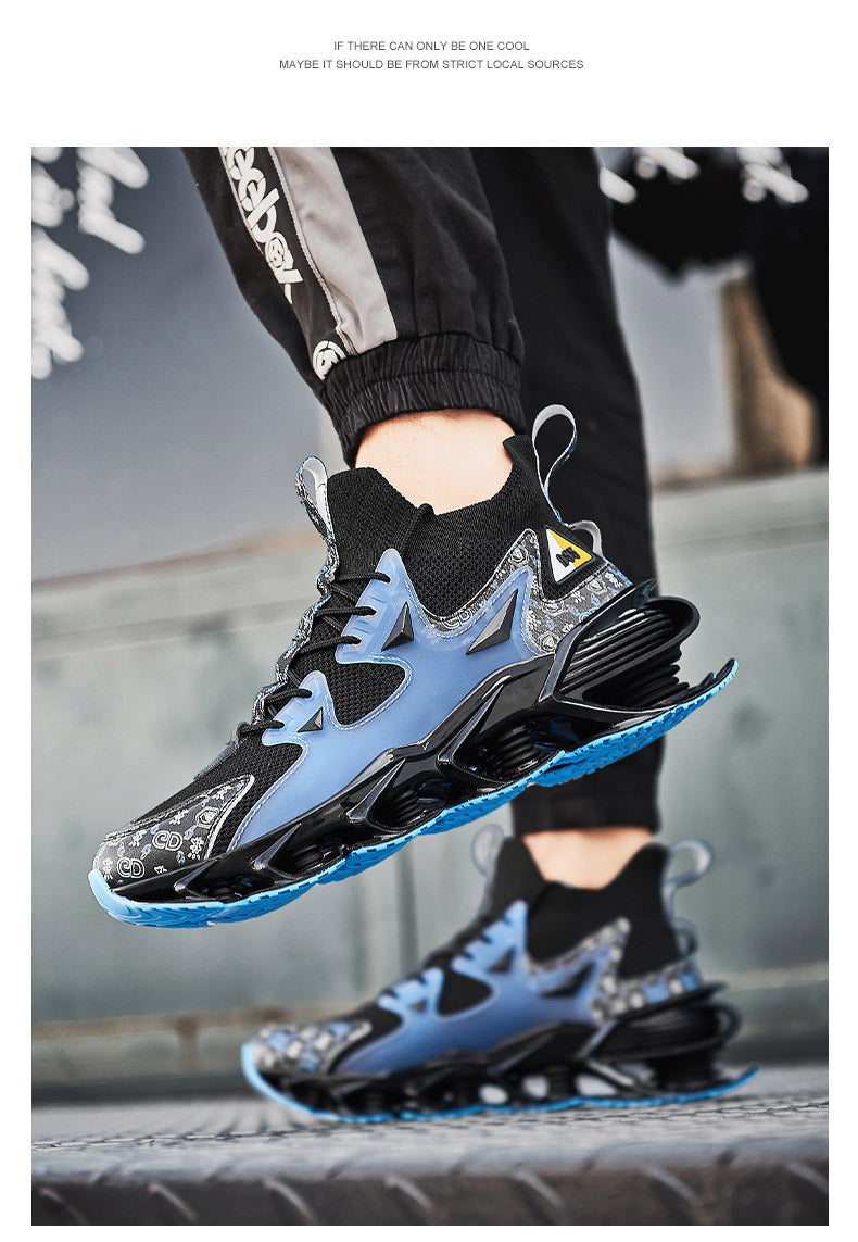Fashion Blade Men's Shoes Mesh Breathable Sports Casual Running Shoes Men's Shock Absorption Anti-Slip Height Increasing Dad Trendy Shoes