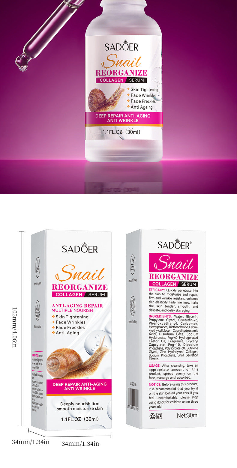 Snail Essence SADOER Collagen Delicate Moisturizing Hydrating Nourishing Cross-Border Wholesale