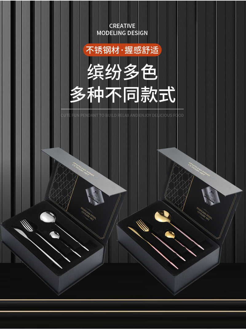 Stainless Steel Cutlery Knife Fork Spoon1010Four-piece Portuguese Western Steak Knife, Fork, and Spoon Set24Piece Suit