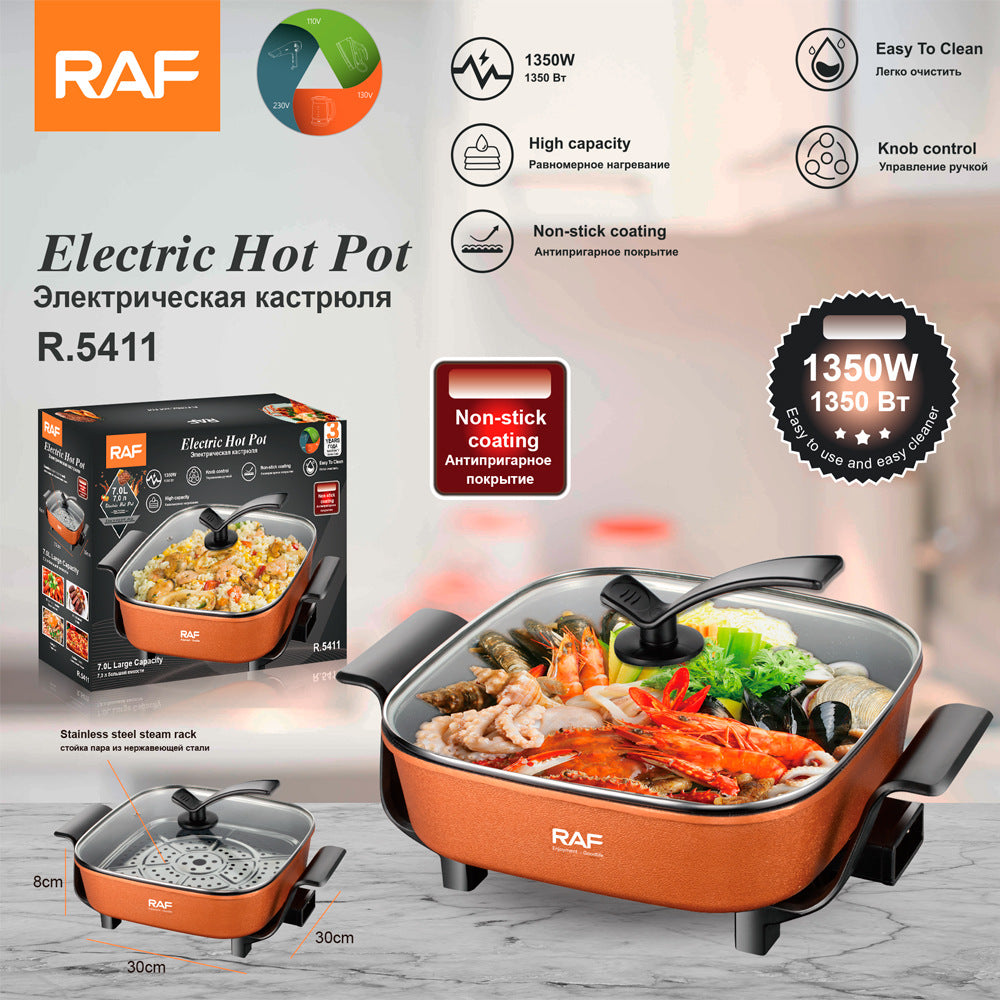 RAF European and American Standard Multifunctional Electric Cooker Household Electric Frying Pan Non-stick Pan Electric Cooker Steamer7LR5411