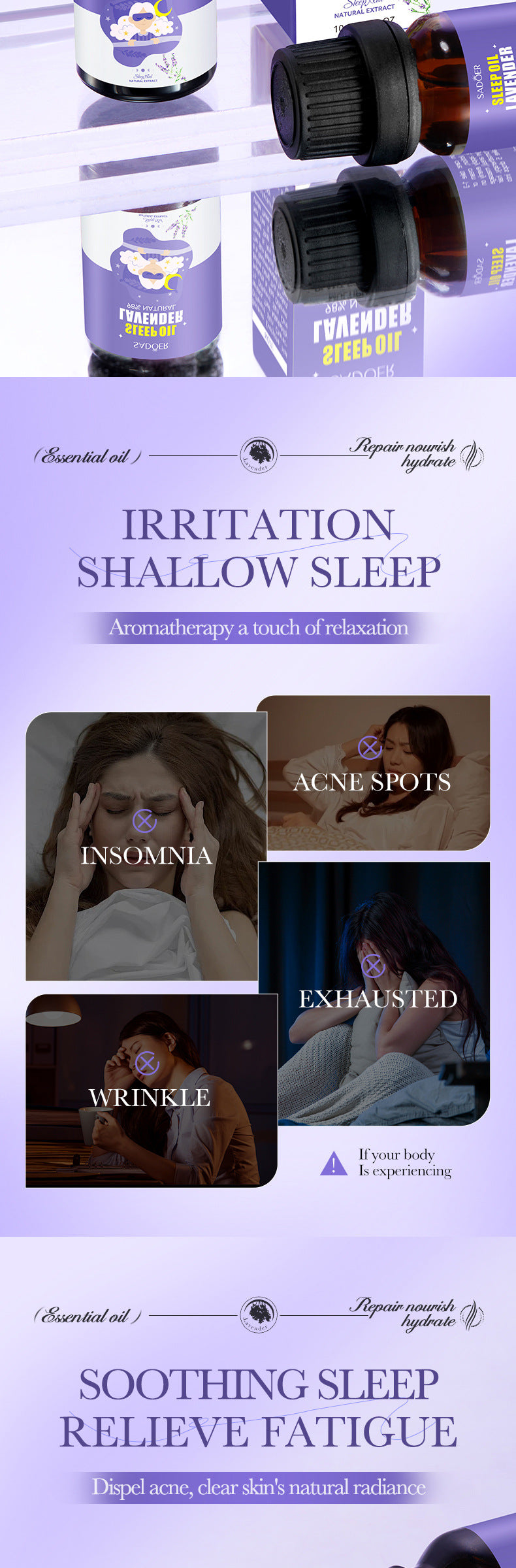 Lavender Essential Oil SADOER Fragrance improves sleep and relieves fatigue essential oil cross-border foreign trade wholesale