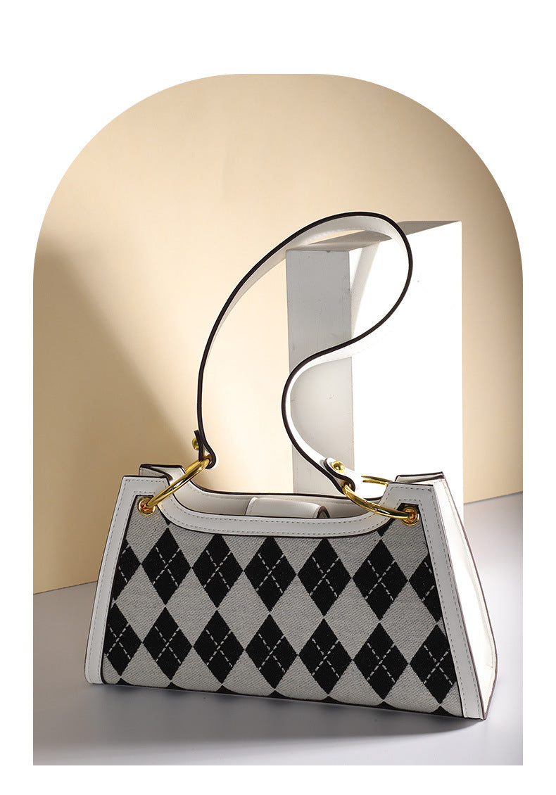 Women's Fashion Trendy New Color-Block Plaid Bag Personality Stylish Crossbody Bag Simple Shoulder Bag