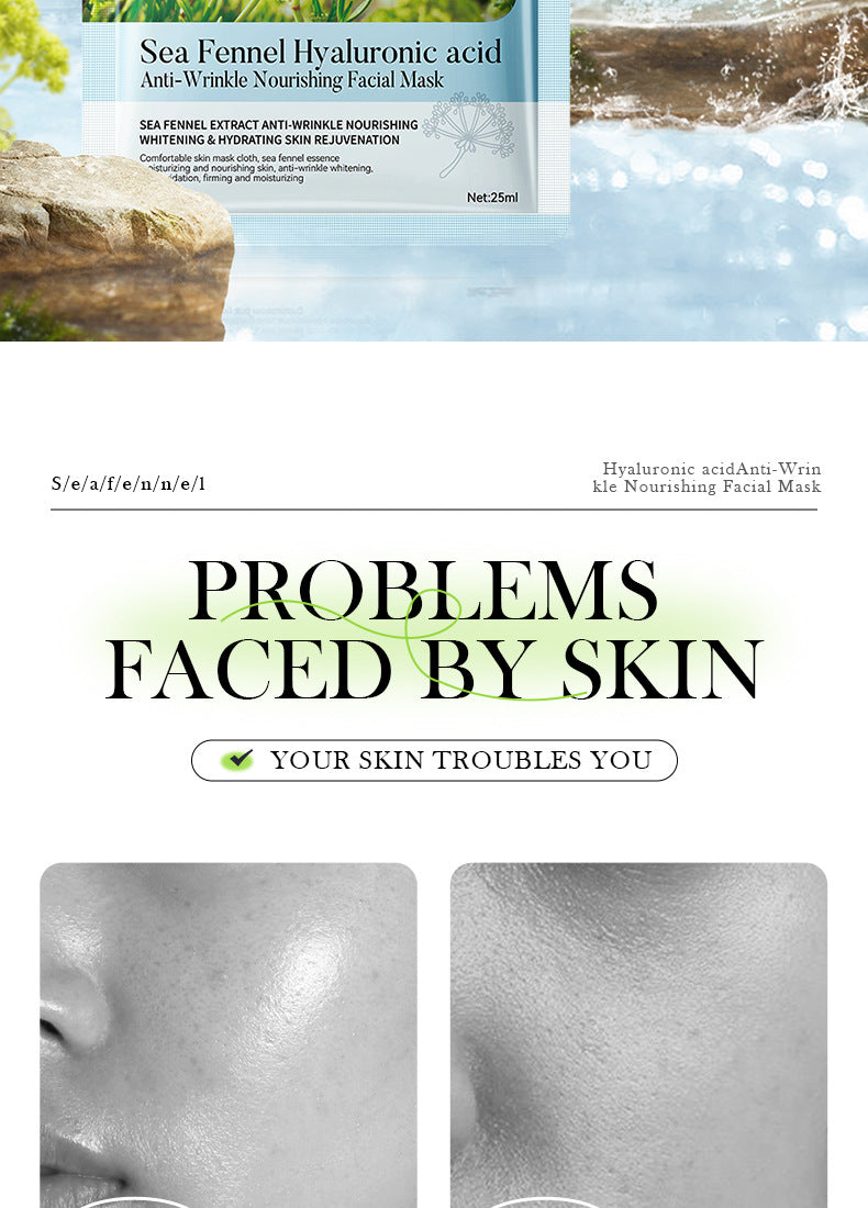Sea Fennel Hyaluronic Acid Mask25ml  BIOAOUA Hydrating, Moisturizing, and Nourishing Cross-Border Wholesale