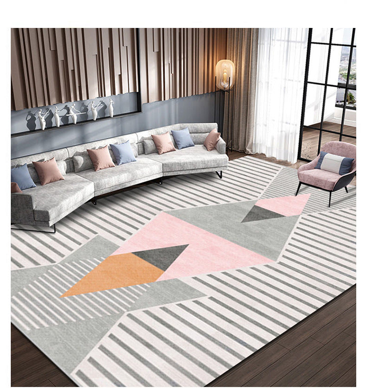 Carpet for Living Room, Stain-Resistant, Easy to Clean, Crystal Velvet Sofa Coffee Table Rug, Cooling, Silent, Light Luxury, Non-Slip Bedroom Bedside Rug
